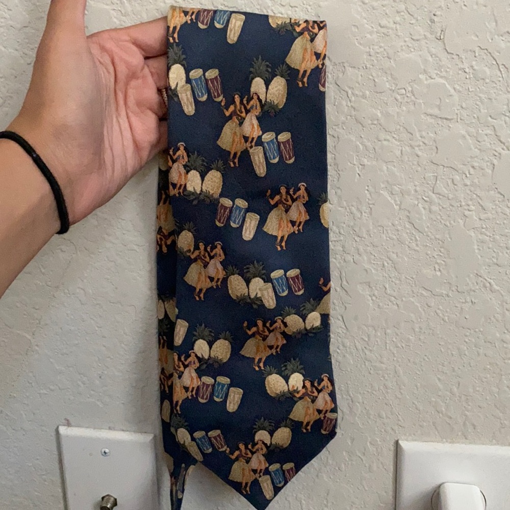 Tropical by tango ties! Hawaiian dancer and pineapples!